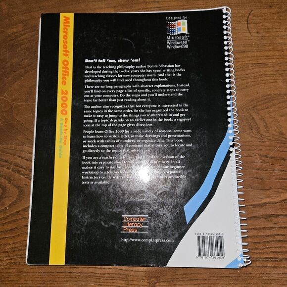 Microsoft Office 2000 Step By Step Guide Book Training Manual Paperback - Picture 2 of 5